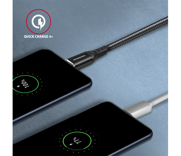 AXAGON BUCM-CM15AB Kabel USB-C - USB-C 2.0, 1.5m, PD 60W, 3A, ALU, oplot Czarny - 1353467 - zdjęcie 2
